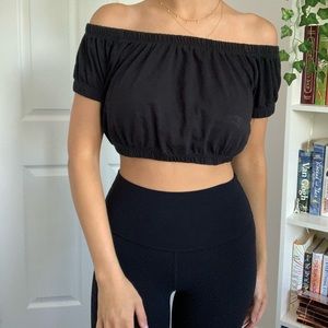 Black off the shoulder crop top